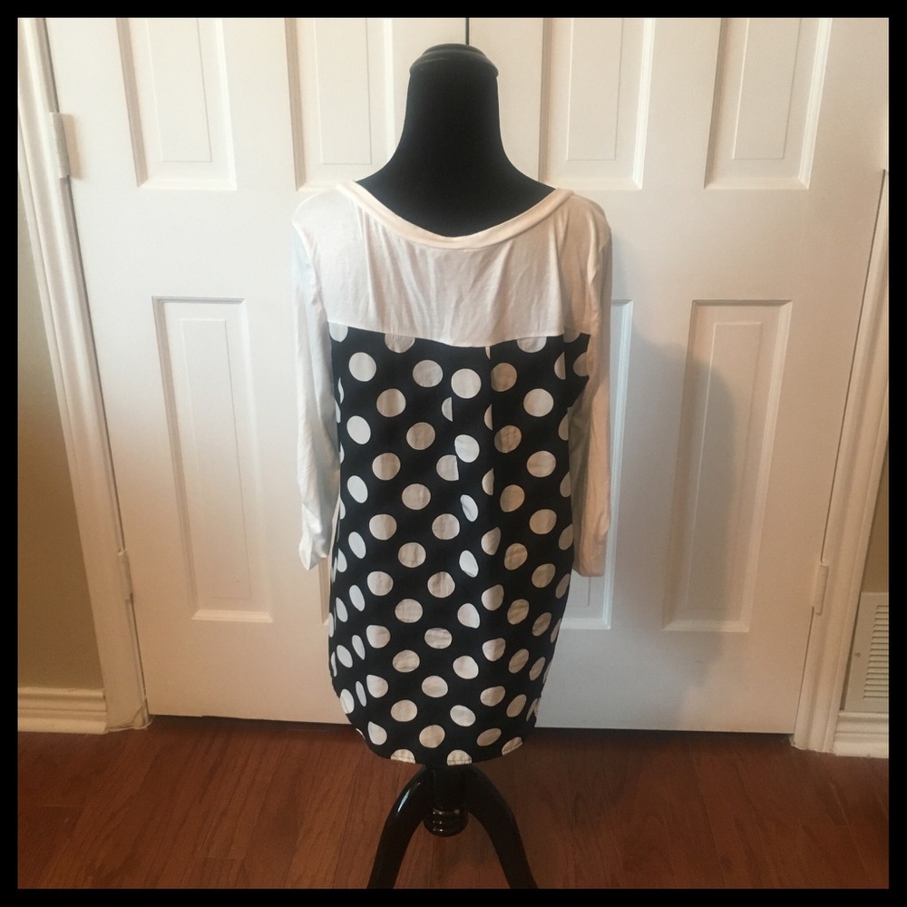 anthropology black/white polkadot in back top